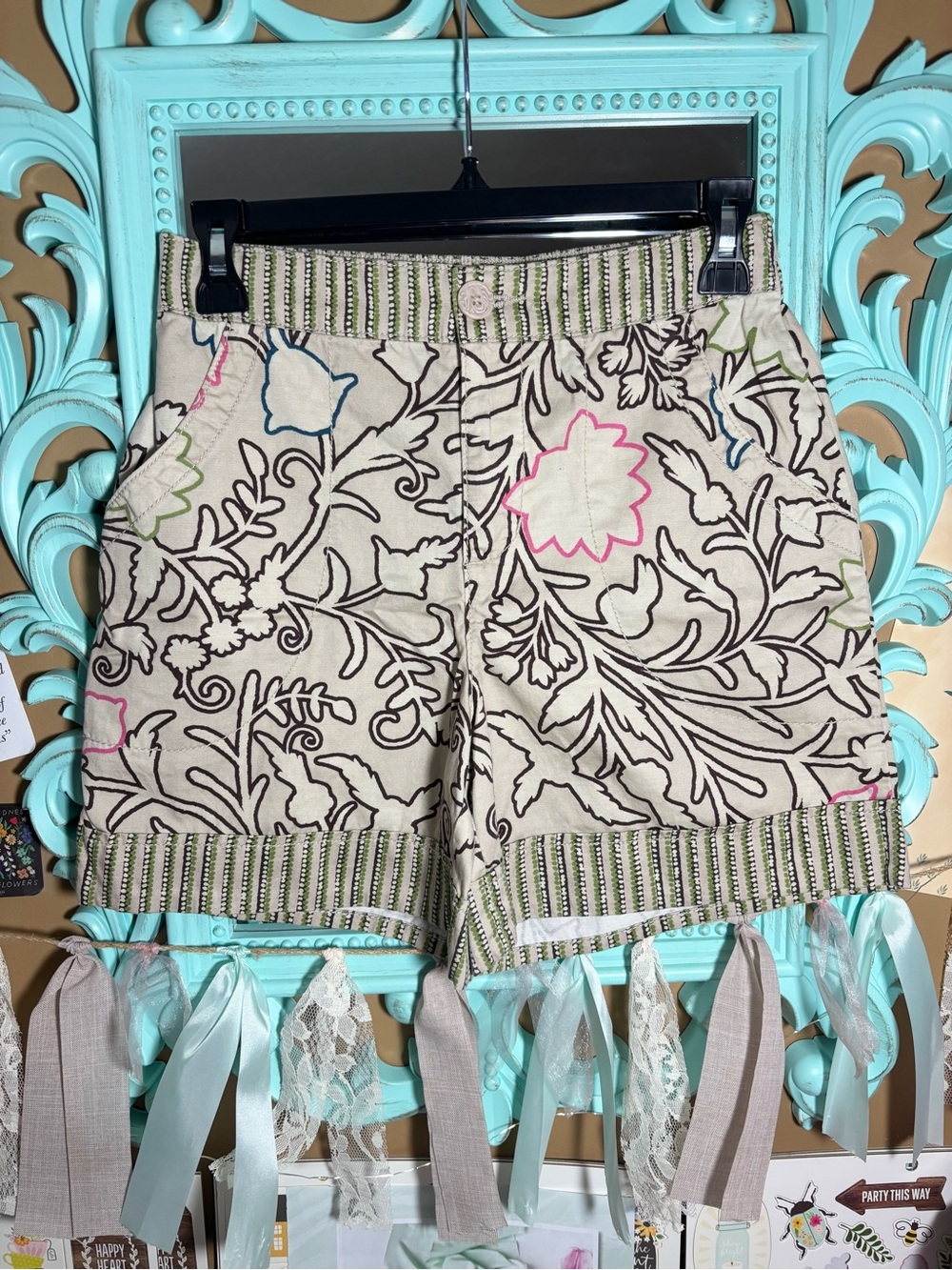 Knox Rose Beige Floral Print High Rise Shorts Women’s Size XS Boho Indie Casual